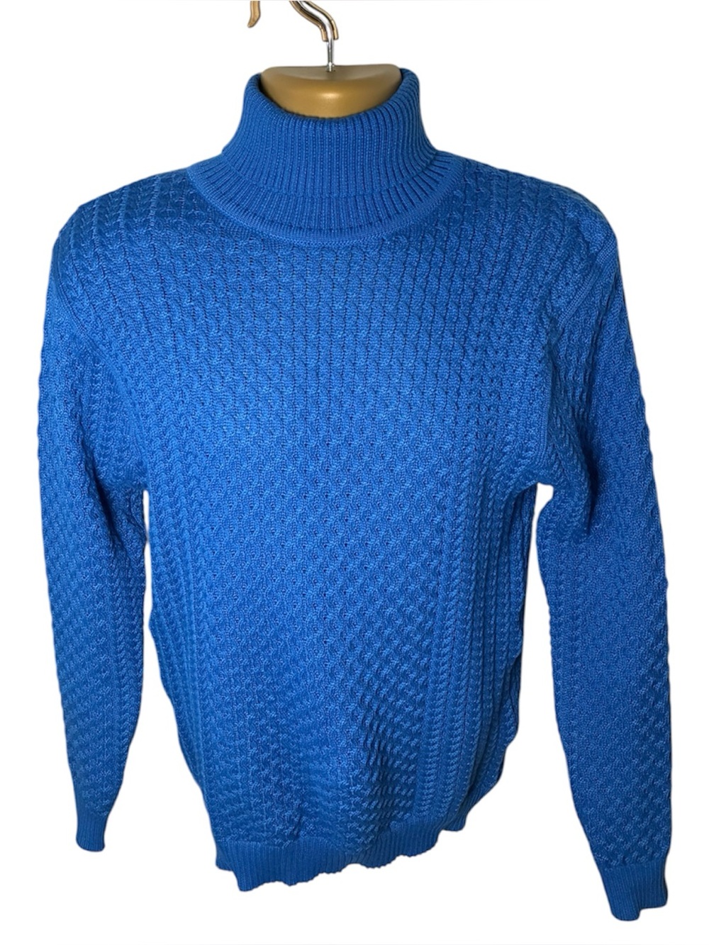 Coofandy Textured Knit Turtleneck Sweater Long Sleeve Blue XL